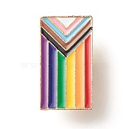 Pride Flag Enamel Pin, Rectangle Iron Enamel Brooch for Backpack Clothes, Light Gold, Colorful, 15.5x27.5x10mm(JEWB-C012-02C)