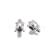 Tibetan Style Alloy European Beads, Large Hole Beads, Cadmium Free & Lead Free, Tortoise Shape, Antique Silver, 14x9x8mm, Hole: 4.5mm, about 526pcs/1000g(TIBE-S314-91AS-RS)