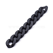 Handmade Opaque Spray Painted Acrylic Curb Chains, Twisted Chain, Black, Link: 30x21x6mm, about 39.37 inch(1m)/strand(X-AJEW-JB00565-07)