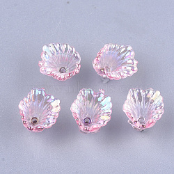 Transparent Acrylic Bead Caps, AB Color, Flower, Pink, 10x12x12mm, Hole: 1.2mm, about 1960pcs/500g(TACR-T007-01C)