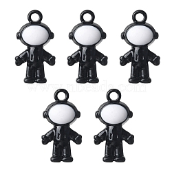 Baking Paint Alloy Pendants, Astronaut, Black, 18.2x10x6.2mm, Hole: 1.8mm(FIND-YW0002-12A)