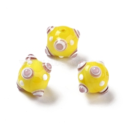 Handmade Lampwork Beads, Meteor Hammer, Yellow, 13x14.5x18mm, Hole: 1.8mm(LAMP-F022-02A)