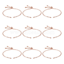 10Pcs Rack Plating Brass Cable Chain Link Bracelet Making, with Cubic Zirconia, Slider Bracelets Making, Fit for Connector Charm, Rose Gold, 20x0.2cm, Hole: 2mm(KK-TA0001-42C)