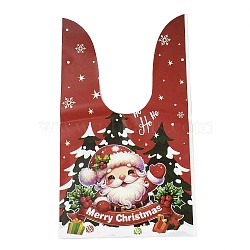 Christmas Theme Rabbit Shaped Candy Plastic Bags, Santa Claus Printed Candy Gift Bags, FireBrick, 23.2cm, Bag: 12.6x13.6cm(ABAG-Q053-04A)