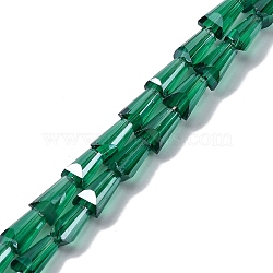 Transparent Electroplate Glass Beads Strands, Cone Beads Strands, Faceted, Sea Green, 6x4x3.5mm, Hole: 0.7mm, about 99pcs/strand, 21.34''(54.2cm)(EGLA-H107-02A-PL03)