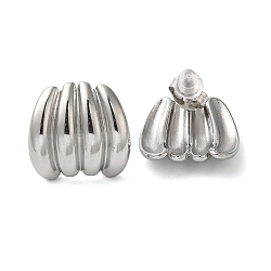 Non-Tarnish 304 Stainless Steel Embossing Stud Earrings, Stainless Steel Color, Banana, 15x16mm(EJEW-U001-06P-04)