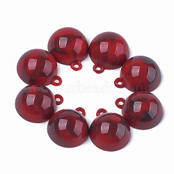 Acrylic Pendants, Imitation Gemstone Style, Half Round, Red, 18.5x15.5x8mm, Hole: 1.6mm(X-OACR-T008-06F)