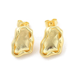 Rack Plating Brass Stud Earring, Long-Lasting Plated, Nuggets, Golden, 17x11.5mm(EJEW-C078-01A-G)