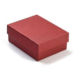 Rectangle Jewelry Cardboard Jewelry Boxes, with Sponge, for Earring, Ring, Necklace and Bracelets Gifts Packaging, FireBrick, 9.2x7.1x3.5cm(CBOX-A009-02C)