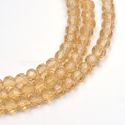 Transparent Glass Bead Strands, Faceted(32 Facets) Round, Peru, 3~4mm, Hole: 0.5mm, about 140pcs/strand, 22.8 inch(GLAA-R166-3mm-01A)