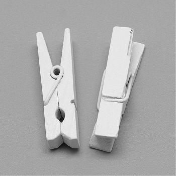 Dyed Wooden Craft Pegs Clips, White, 35x7x10mm