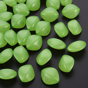 Imitation Jelly Acrylic Beads, Rhombus, Light Green, 17x14.5x9.5mm, Hole: 1.6mm, about 500pcs/500g