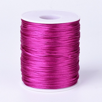 Nylon Satin Rattail Cords, Beading Threads for Bracelet Jewelry Making Chinese Knot Macrame Craft, Fuchsia, 1.5mm, about 109.36 yards(100m)/roll