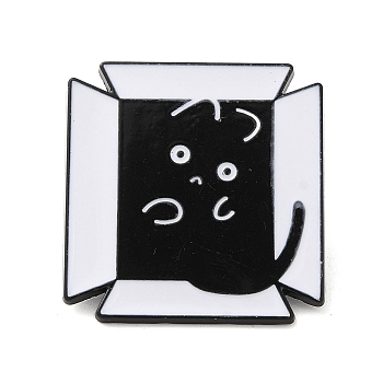 Liquid Cat Enamel Pins, Black Alloy Badge for Backpack Clothes, Box, 28x27x1.3mm