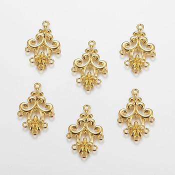 Tibetan Style Alloy Chandelier Component, Lead Free and Cadmium Free, Flower, Golden, 35x24x2mm, Hole: 1.5mm