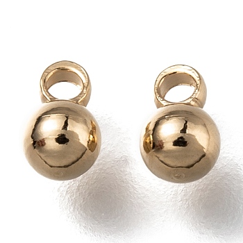 Brass Charms, Long-Lasting Plated, Round, Real 24K Gold Plated, 4.5x3mm, Hole: 1.2mm