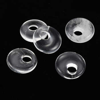 Watermelon Stone Glass Pendants, Donut/Pi Disc, 17.5~18.5x5.5mm, Hole: 5.5mm