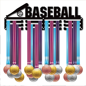 Iron Medal Holder, Medals Display Hanger Rack, Medal Holder Frame, Rectangle with Word Baseball, Black, 13.7x40cm