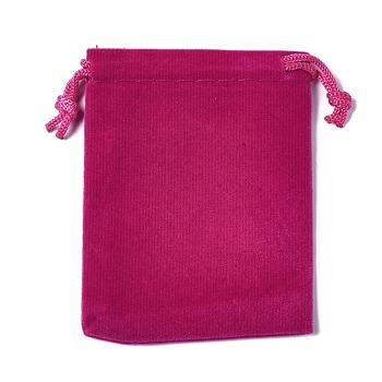 Rectangle Velvet Pouches, Gift Bags, Camellia, 7x5cm