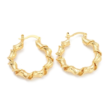 Brass Stud Earring Findings, Half Hoop Earrings, Real 18K Gold Plated, 33x29.5x5mm, Pin: 0.5mm