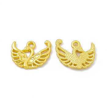 Rack Plating Alloy Charms, Cadmium Free & Lead Free & Nickle Free, Swan Charms, Matte Gold Color, 14x18x1.8mm, Hole: 1.6mm