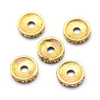 Brass Spacer Beads, Lead Free & Cadmium Free & Nickel Free, Rondelle, Raw(Unplated), 10x2.5mm, Hole: 2.5mm