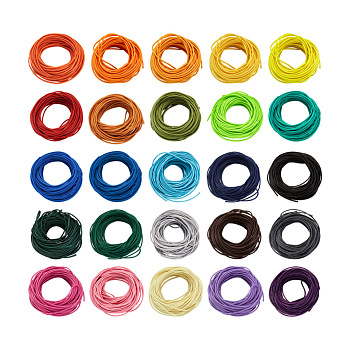 Craftdady 25 Bundles 25 Colors Waxed Polyester Cord, Round, Mixed Color, 1mm, 15m/bundle, 1bundle/color