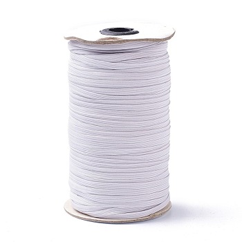 (Defective Closeout Sale: Yellowing & Spool Go Mouldy), Flat Elastic Band, Braided Stretch Strap Cord Roll for Sewing Crafting and Mask Making, White, 5x0.7mm, about 160yard/roll