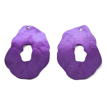 Spray Painted Iron Pendants, Nuggets, Purple, 44x34x4mm, Hole: 1.5mm