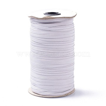(Defective Closeout Sale: Yellowing & Spool Go Mouldy), Flat Elastic Band, Braided Stretch Strap Cord Roll for Sewing Crafting and Mask Making, White, 5x0.7mm, about 160yard/roll(SRIB-XCP0001-09B-W)