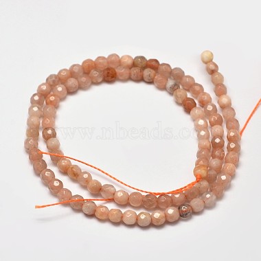Faceted Round Natural Sunstone Beads Strands(G-I176-10-4mm)-2