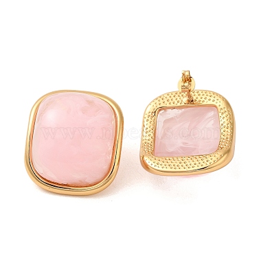 Square Resin Stud Earrings(EJEW-U003-25G)-2