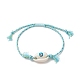 Natural Cowrie Shell with Evil Eye Braided Bead Bracelet with Nylon & Cotton Cord for Women(BJEW-JB09140)-4