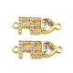 Rack Plating Brass Pave Clear Cubic Zirconia FE Heart Links Connector Charms(KK-S379-24G)-1