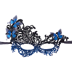 Lace Masquerade Masks, Half Face Mask for Halloween Costume Party, Blue, 170x256x4.5mm(AJEW-WH0643-059)
