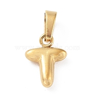 316L Surgical Stainless Steel Charms, Letter Charm, Golden, Letter T, 9.5x6x2.5mm, Hole: 2.5x4.5mm(STAS-G315-01G-T)