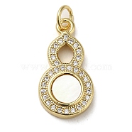 Brass Micro Pave Cubic Zirconia Pendants, with Shell, Gourd, Real 18K Gold Plated, 20.5x11x3mm, Hole: 3.4mm(KK-Q808-26G)