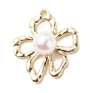 Alloy Pendants, with Imitation Pearl Acrylic Beads, Flower, Light Gold, 25x21.5x9mm, Hole: 1.5mm(PALLOY-JF01640-02)