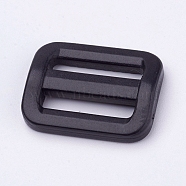 Plastic Buckles, Rectangle, Black, 26.5x20.5mm, Hole: 3x19mm(X-BUTT-E124-01)