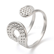 304 Stainless Steel Double Layer Open Cuff Ring for Women, Stainless Steel Color, Inner Diameter: 18mm(RJEW-I098-27P)