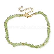 Natural Peridot Anklets, with Alloy Findings, Jewely for Women, 9 inch(22.8cm)(AJEW-AN00592-09)