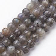 Natural Labradorite Bead Strands, Round, 4mm, Hole: 0.5mm, about 95pcs/strand, 15.3 inch(390mm)(G-J352-01-4mm)