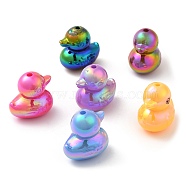 UV Plating Opaque Acrylic Beads, Iridescent, Duck, Mixed Color, 22x16x21.5mm, Hole: 2mm(X1-SACR-L005-14)