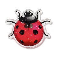Acrylic Pendants, Ladybird, Red, 38.5x44.5x2.5mm, Hole: 1mm(MACR-C031-02A-01)