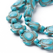 Synthetic Turquoise Beads Strands, Dyed, Sea Turtle, Turquoise, 17.5~18x14~14.5x7.5mm, Hole: 1.5mm, about 23pcs/strand, 15.15 inch(38.5cm)(TURQ-L029-04)