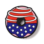 Independence Day Silicone Focal Beads, Silicone Teething Beads, Donut, 28x8mm, Hole: 3.3mm(SIL-R147-01F)