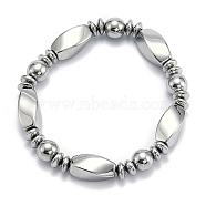 Non-magnetic Synthetic Hematite Stretchy Bracelets, Platinum Plated, 52mm(BJEW-K001-03A)
