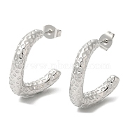 304 Stainless Steel Twist Round Stud Earrings, Half Hoop Earrings, Stainless Steel Color, 21.5x5mm(EJEW-B026-11P)