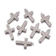 304 Stainless Steel Pendants, Hammered Cross, Stainless Steel Color, 25x12.5x2.5mm, Hole: 2mm(STAS-K002-41A2)