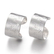 304 Stainless Steel Ear Cuff Findings, with Star Pattern, Silver, 11x10x7mm, Hole: 0.9mm(STAS-P249-19S)